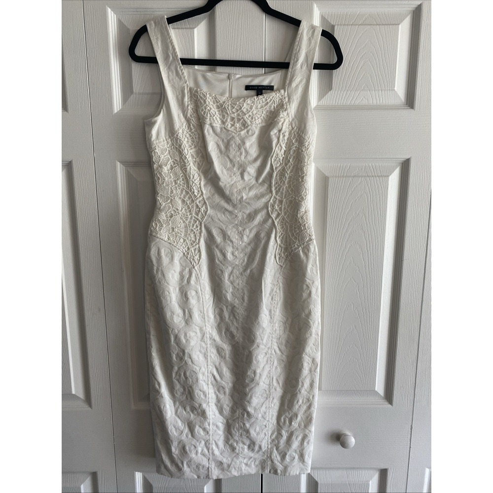 David Meister Womens 4 White Dress Lace Etherial